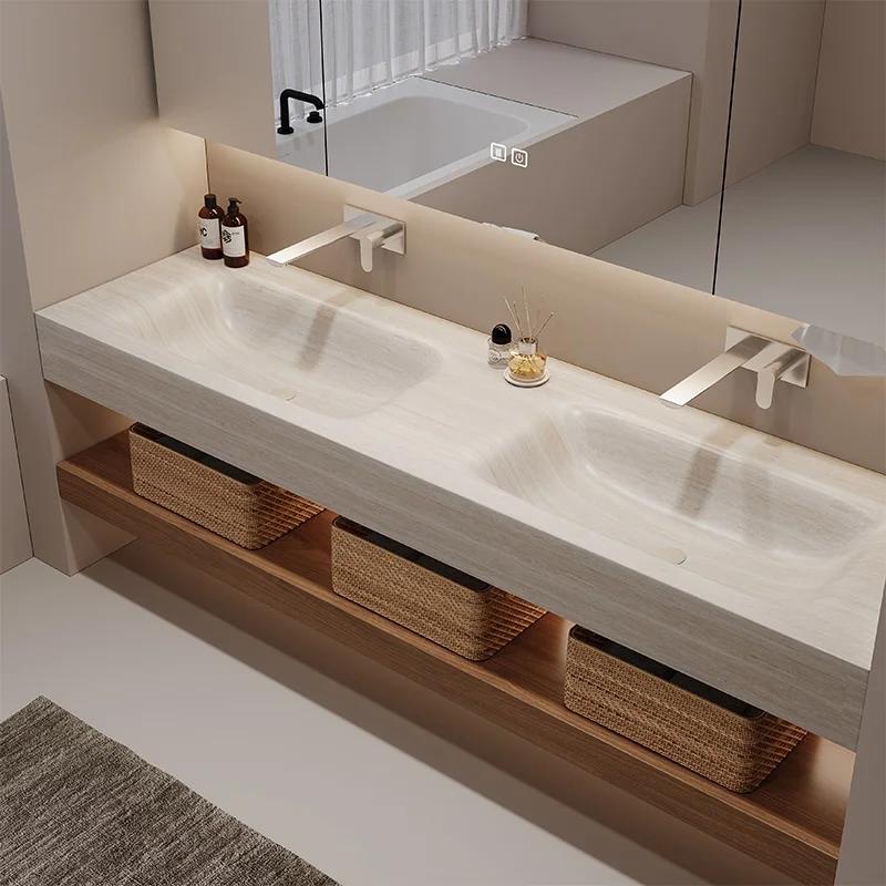 &c Intelligent Simple Solid Wood Bathroom Cabinet Set with Integrated Granite Basin Smart Mirror Wall-Mounted for Apartment Use
&c Intelligent Simple Solid Wood Bathroom Cabinet Set with Integrated Granite Basin Smart Mirror Wall-Mounted for Apartment Use