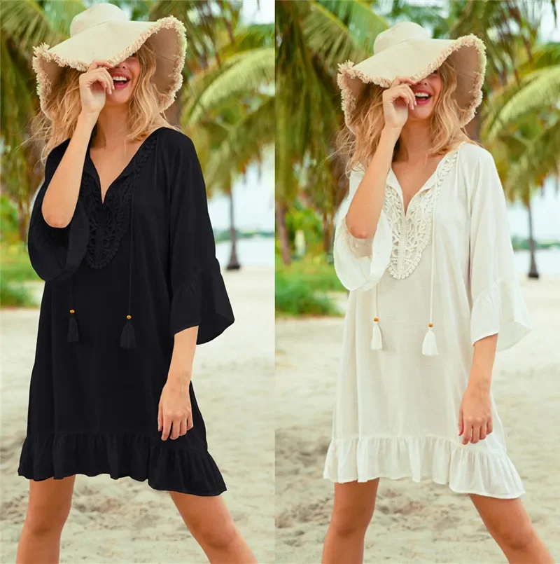 Lace Beach Blouse Sexy Deep V-neck Holiday Bikini Blouse 2025 Spring and Summer Seaside Lady Fashion Casual Women Thin Clothes
Lace Beach Blouse Sexy Deep V-neck Holiday Bikini Blouse 2025 Spring and Summer Seaside Lady Fashion Casual Women Thin Clothes