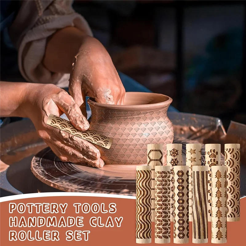 A13E-Wooden Clay Texture Rollers Set For Pottery And Ceramics, Stamp Roller Tools For Slab Building Sculpting Handmade
A13E-Wooden Clay Texture Rollers Set For Pottery And Ceramics, Stamp Roller Tools For Slab Building Sculpting Handmade