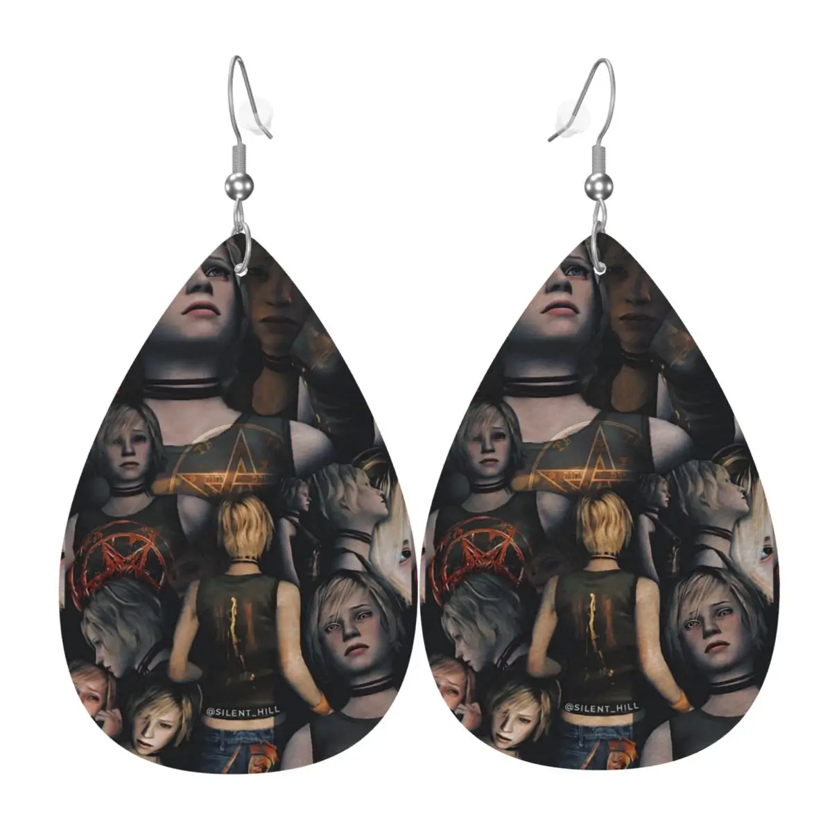 Кожаные серьги Silent Hill на заказ для женщин, висячие серьги из фильма ужасов, ювелирные аксессуары
Кожаные серьги Silent Hill на заказ для женщин, висячие серьги из фильма ужасов, ювелирные аксессуары