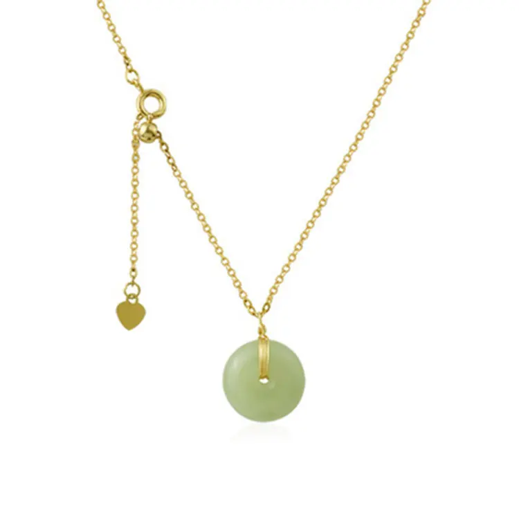 Elegant Gold Plated Choker Necklace Good Fortune Blessing Gift Donuts Shaped Dainty Hetian Jade Pendant Necklace for Women Girls
Elegant Gold Plated Choker Necklace Good Fortune Blessing Gift Donuts Shaped Dainty Hetian Jade Pendant Necklace for Women Girls