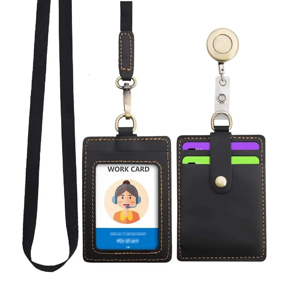 Wonderpool ID Badge Holder Genuine Leather Card Slots Case with Detachable Neck Lanyard and Retractable Badge Reel for Office
Wonderpool ID Badge Holder Genuine Leather Card Slots Case with Detachable Neck Lanyard and Retractable Badge Reel for Office