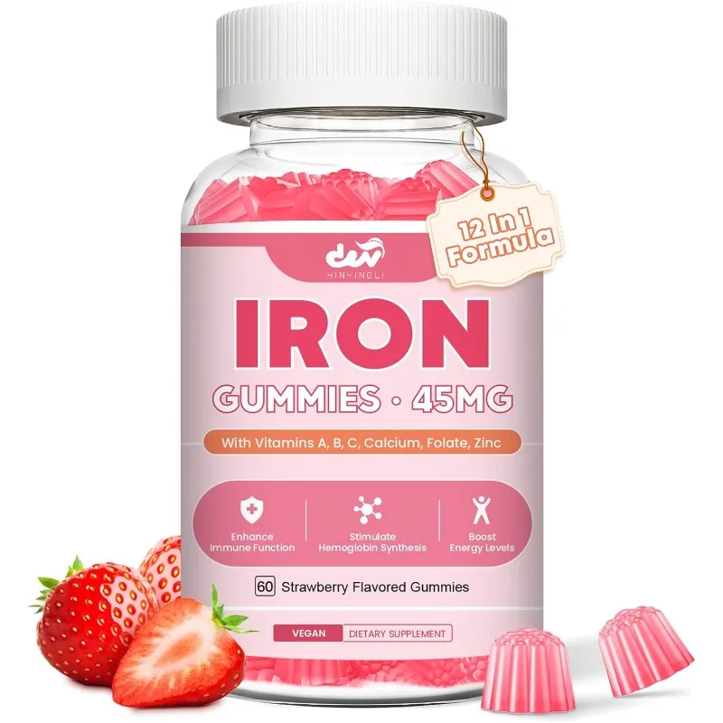 Vegetarian iron supplement gummies, blood generator and energy support, containing vitamin complexes, folate, coenzyme Q10
Vegetarian iron supplement gummies, blood generator and energy support, containing vitamin complexes, folate, coenzyme Q10
