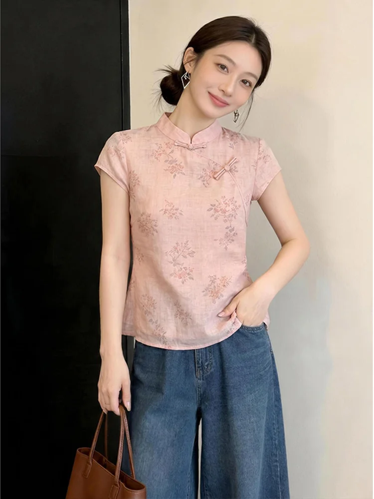 New Chinese Style Women's Shirt Pink Button Slim Fit Short Sleeve Stand Collar Casual Wear Polyester Fiber B Class Safety
New Chinese Style Women's Shirt Pink Button Slim Fit Short Sleeve Stand Collar Casual Wear Polyester Fiber B Class Safety
