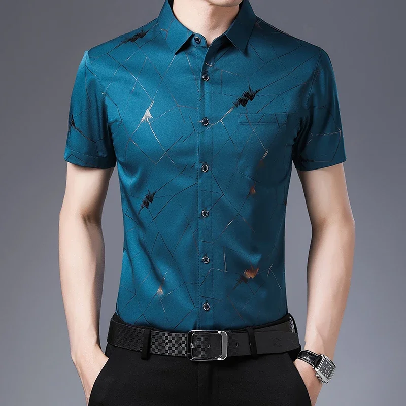 New Men's Casual Printed Short Sleeved Lapel Shirt for Summer Fashion Comfort No Ironing Wrinkle Resistant Top
New Men's Casual Printed Short Sleeved Lapel Shirt for Summer Fashion Comfort No Ironing Wrinkle Resistant Top