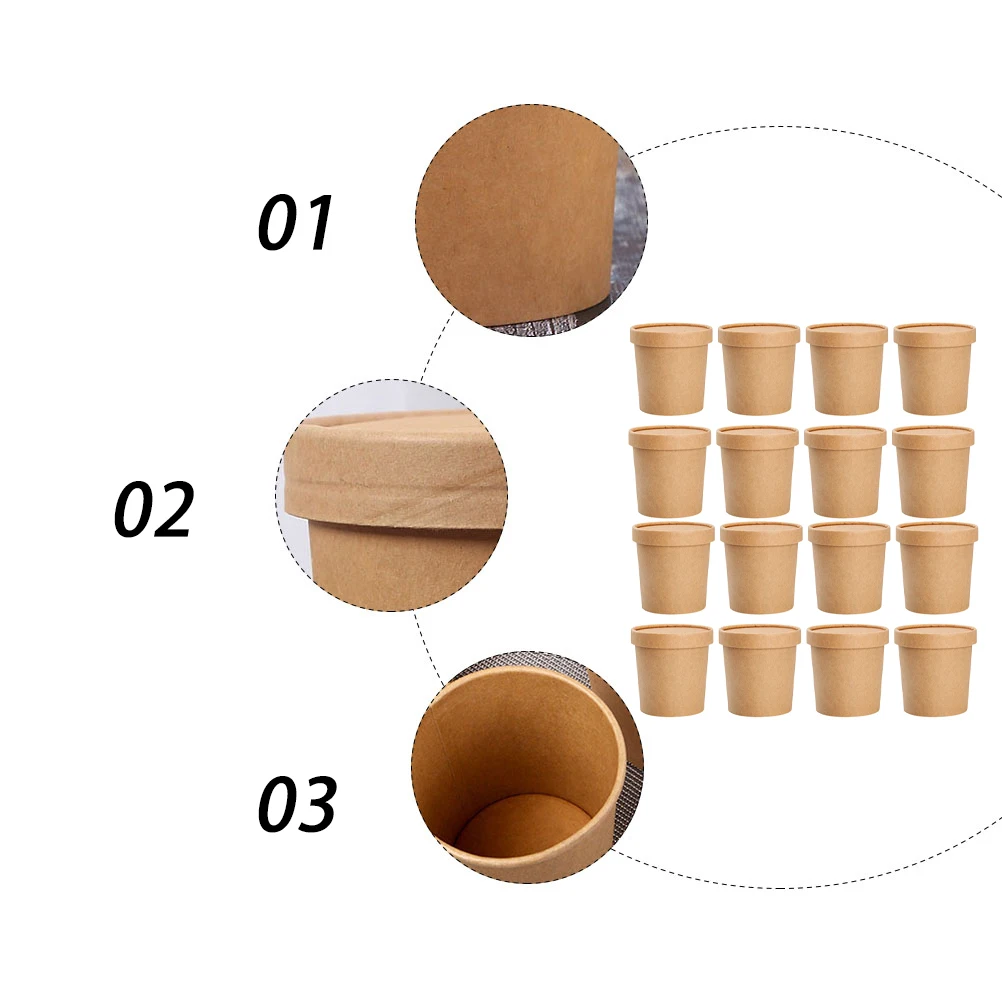 50 set Paper Soup Cups Disposable Soup Bowls Lids Lightweight for Porridge Dessert Ice Cream Kraft Pulp Bowls PE Coated Food
50 set Paper Soup Cups Disposable Soup Bowls Lids Lightweight for Porridge Dessert Ice Cream Kraft Pulp Bowls PE Coated Food