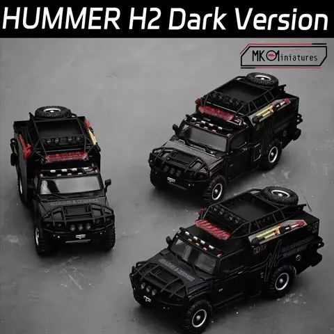 MK Miniaturas 1:64 HUMMER H2 Versão Escura Liga Veículo de Motor Diecast Modelos Carro Coleção de Brinquedos Presentes de Natal para Meninos