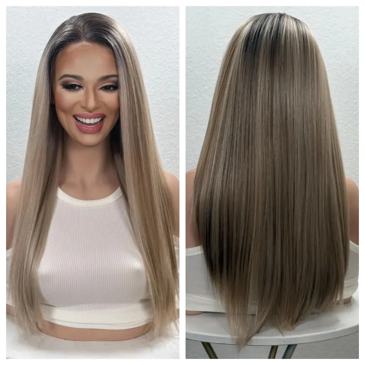 Long Straight Ash Brown Dark Roots Pre plucked Hairline 13×4 HD Invisible Lace Front Wig For Women Daily Use
Long Straight Ash Brown Dark Roots Pre plucked Hairline 13×4 HD Invisible Lace Front Wig For Women Daily Use