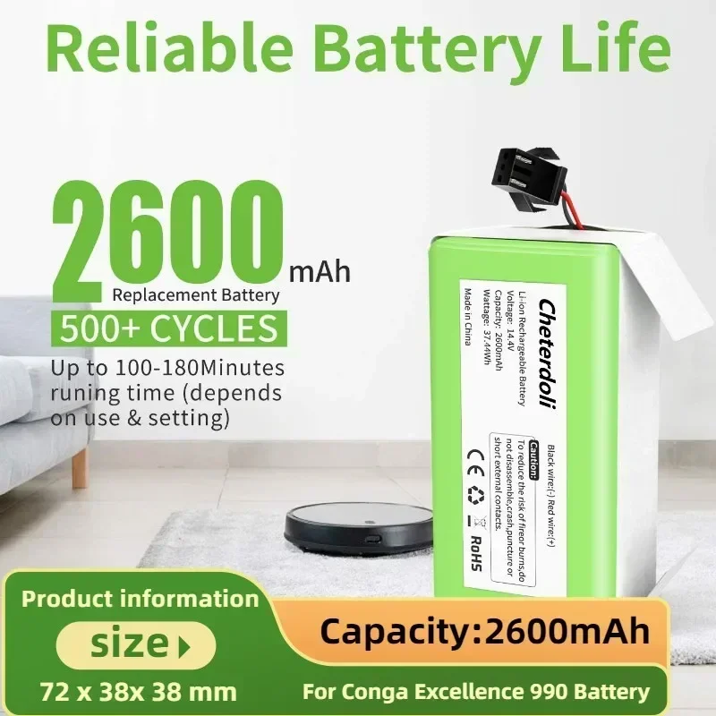 14.8V 2600mAh Battery for Robot Vacuum Cleaner INR18650 M26-4S1P For Mamibot EXVAC660 DEXP MMB-300 Fusion 150 Neatsvor X500
14.8V 2600mAh Battery for Robot Vacuum Cleaner INR18650 M26-4S1P For Mamibot EXVAC660 DEXP MMB-300 Fusion 150 Neatsvor X500