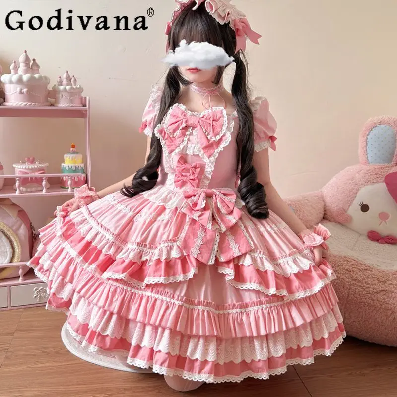 Original Pink Lolita Birthday Cake Dress 2025 Summer New Sweet Girl Women's Cute Bow Elegant Princess Dress Flower Wedding Dress
Original Pink Lolita Birthday Cake Dress 2025 Summer New Sweet Girl Women's Cute Bow Elegant Princess Dress Flower Wedding Dress