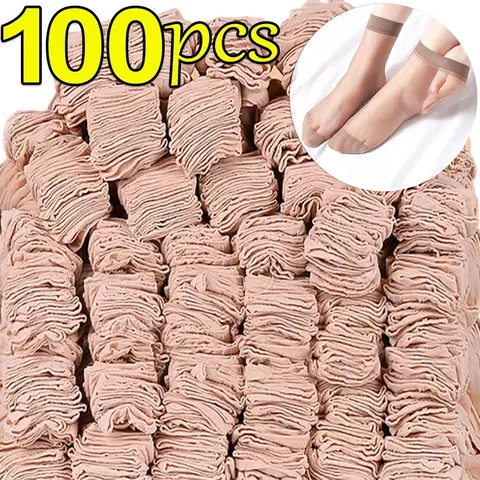 10 paires-50 paires chaussettes d'été transparentes ultra-minces femmes Nylon dames femme courte cheville Meias élastique cristal printemps soie Sox