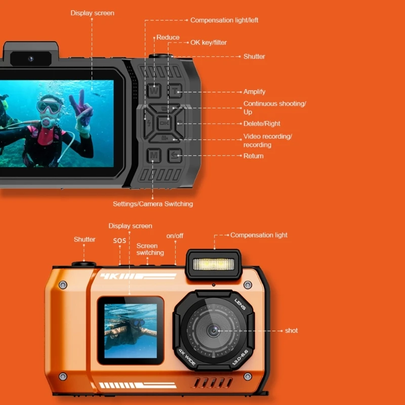 6500W Pixel Waterproof Camera With 10xZoom IP68 Rating Auto Focusing Camera For Underwater Photography Up To 10Meters
6500W Pixel Waterproof Camera With 10xZoom IP68 Rating Auto Focusing Camera For Underwater Photography Up To 10Meters