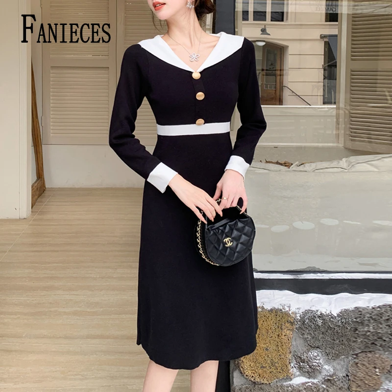 2025 Spring New French Style Elegant Women Midi Dress Long Sleeve V Neck Knit Elastic Bodycon Dresses Office Business Vestidos
2025 Spring New French Style Elegant Women Midi Dress Long Sleeve V Neck Knit Elastic Bodycon Dresses Office Business Vestidos
