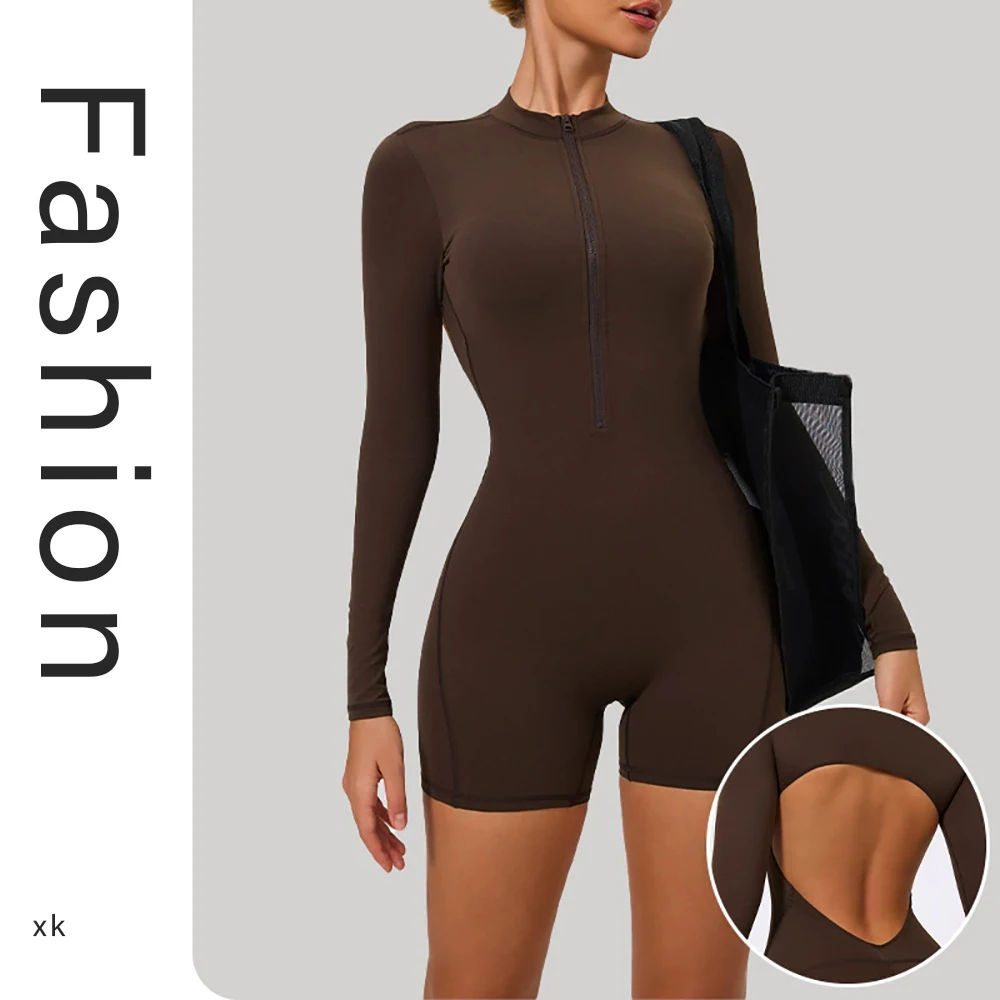 Новый цельный костюм с полуоткрытой молнией и красивой спиной персикового цвета, цельный костюм для йоги с длинными рукавами, цельный костюм для фитнеса
Новый цельный костюм с полуоткрытой молнией и красивой спиной персикового цвета, цельный костюм для йоги с длинными рукавами, цельный костюм для фитнеса