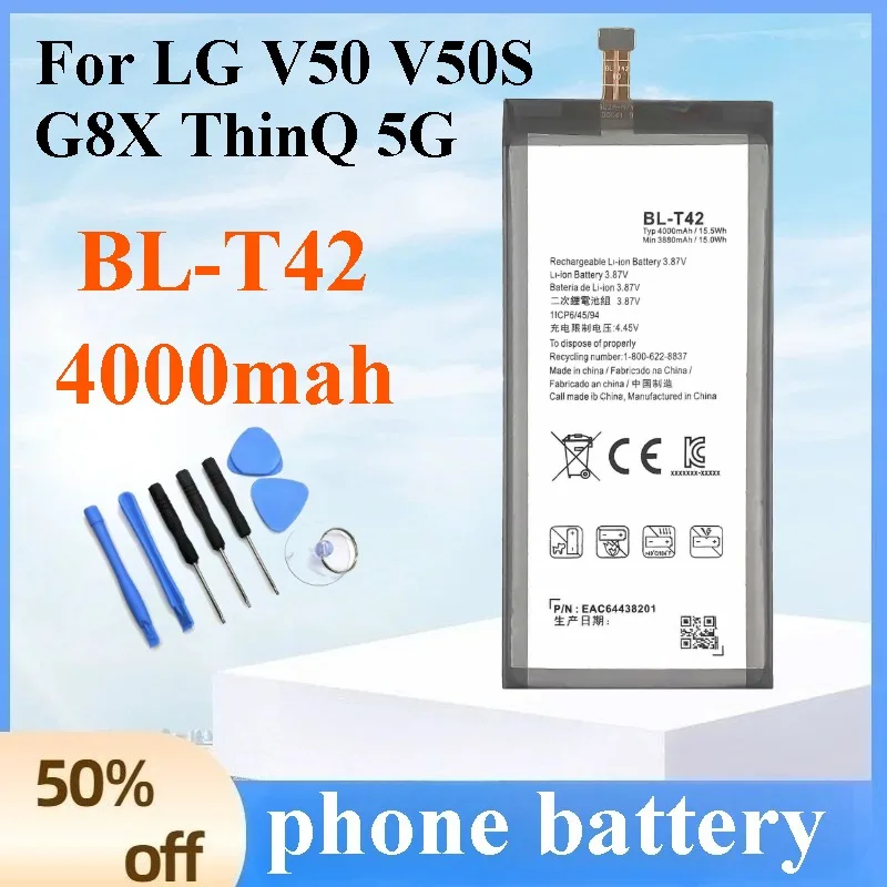 New BL-T42 Battery 4000mAh High Capacity for LG V50 V50S G8X ThinQ 5G Mobile Phone Replacement Batteries Persistent Standby
New BL-T42 Battery 4000mAh High Capacity for LG V50 V50S G8X ThinQ 5G Mobile Phone Replacement Batteries Persistent Standby