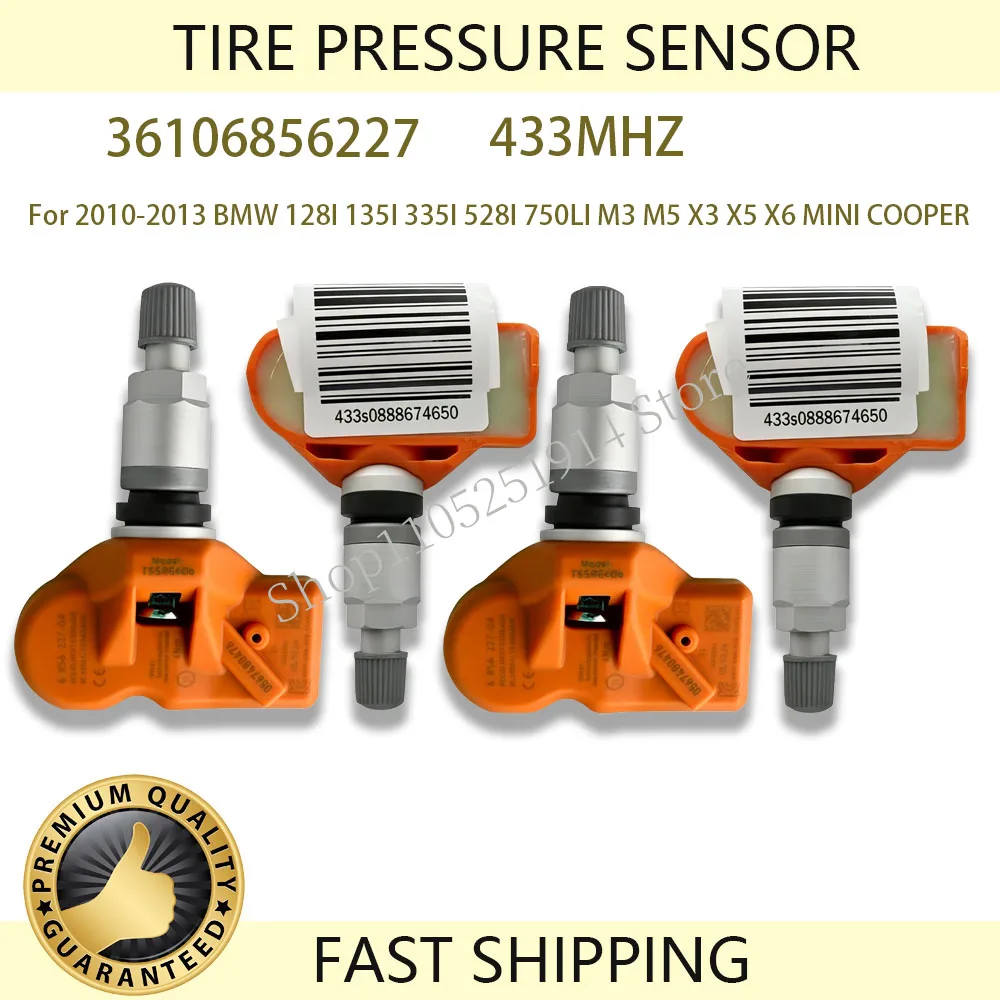 4PCS Tire Pressure Monitor Sensor 36106856227 TPMS 433MHZ For 2010-2013 BMW 128I 135I 335I 528I 750LI M3 M5 X3 X5 X6 MINI COOPER
4PCS Tire Pressure Monitor Sensor 36106856227 TPMS 433MHZ For 2010-2013 BMW 128I 135I 335I 528I 750LI M3 M5 X3 X5 X6 MINI COOPER