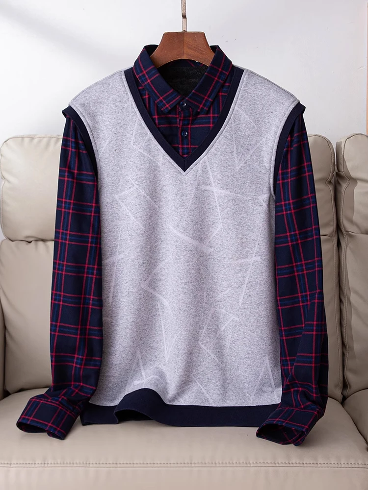 Thiened Fce Lined Knitted Sweater Fake Two-Piece Casual Busin Sle Men's Long Sve Crew Ne Sweater for Autumn Wi...
Thiened Fce Lined Knitted Sweater Fake Two-Piece Casual Busin Sle Men's Long Sve Crew Ne Sweater for Autumn Wi...