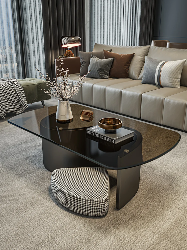 Horse belly shaped tempered glass tea table Italian light luxury rectangular tea table living room home modern simple small apar
Horse belly shaped tempered glass tea table Italian light luxury rectangular tea table living room home modern simple small apar