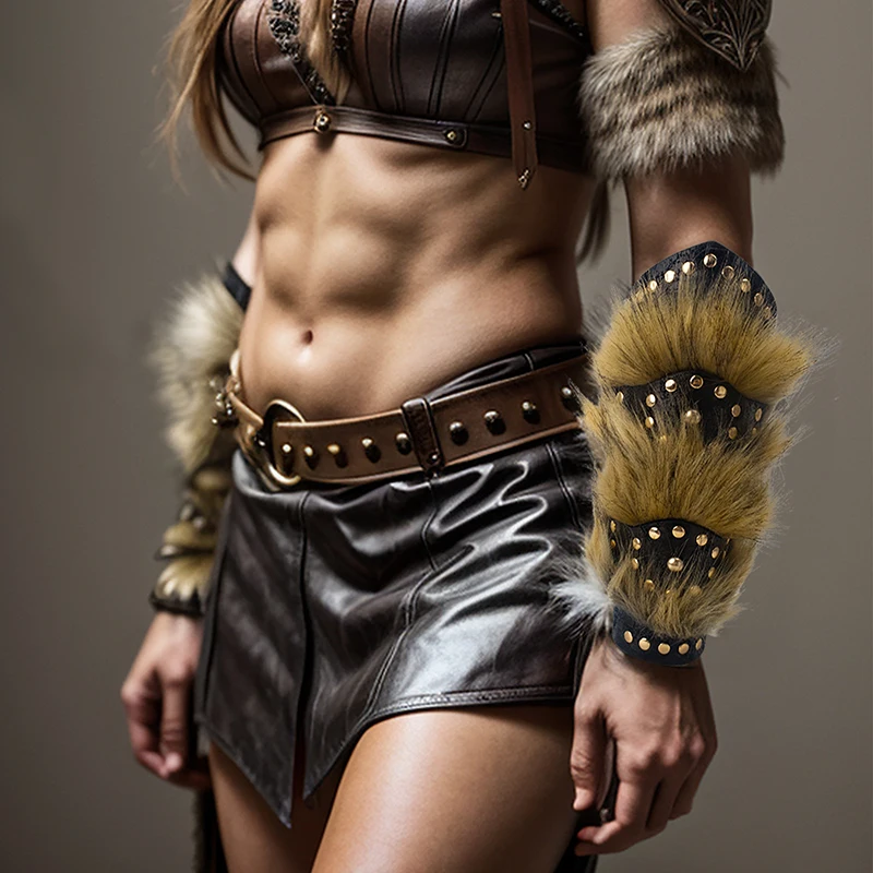 1 Pair Medieval PU Leather Arm Armor Fur Trim Bracer Lace-Up Arm Guards Viking Knight Gauntlet Wristband LARP Cosplay Props
1 Pair Medieval PU Leather Arm Armor Fur Trim Bracer Lace-Up Arm Guards Viking Knight Gauntlet Wristband LARP Cosplay Props