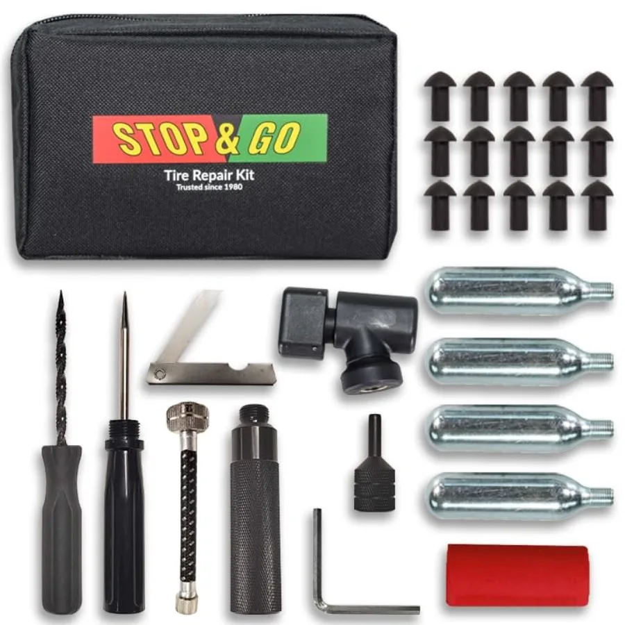 Stop Go 1001 28 Piece Tubeless Tire Pocket Plugger Repair Kit CO2 for Punctures and Flats on Motorcycle ATV Utility Vehicle wit
Stop Go 1001 28 Piece Tubeless Tire Pocket Plugger Repair Kit CO2 for Punctures and Flats on Motorcycle ATV Utility Vehicle wit
