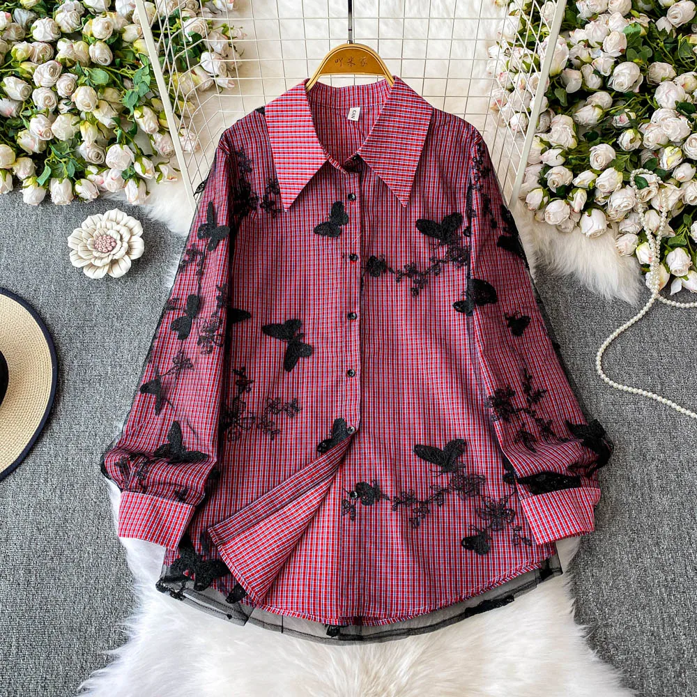 Fashion Embroidered Butterfly Sheer Blouse Women New Loose Fit Long Sleeve Shirt
Fashion Embroidered Butterfly Sheer Blouse Women New Loose Fit Long Sleeve Shirt