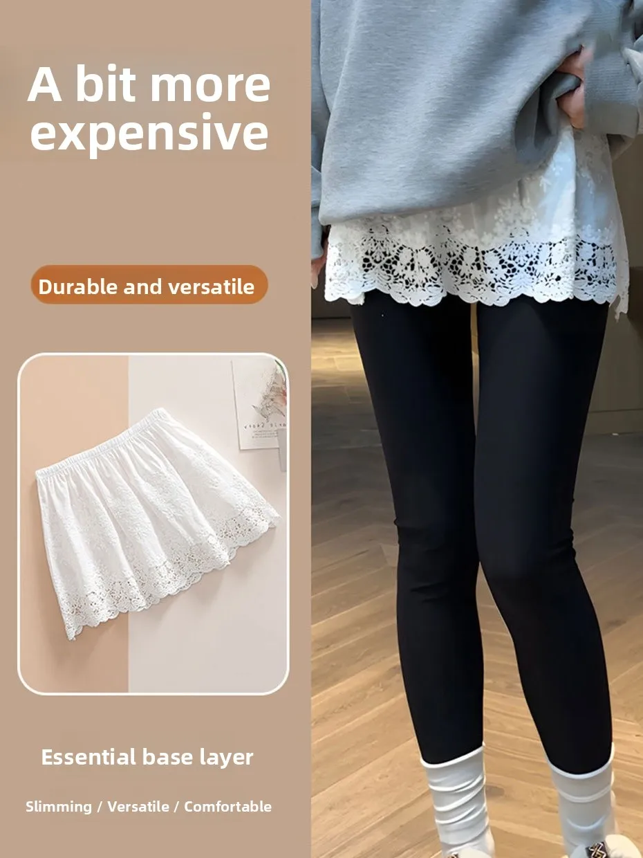 Lace Half-Skirt Women's Base Layer Pants Autumn Winter Inner Wear Tummy Covering Skirt High Waist Polyester Fiber
Lace Half-Skirt Women's Base Layer Pants Autumn Winter Inner Wear Tummy Covering Skirt High Waist Polyester Fiber