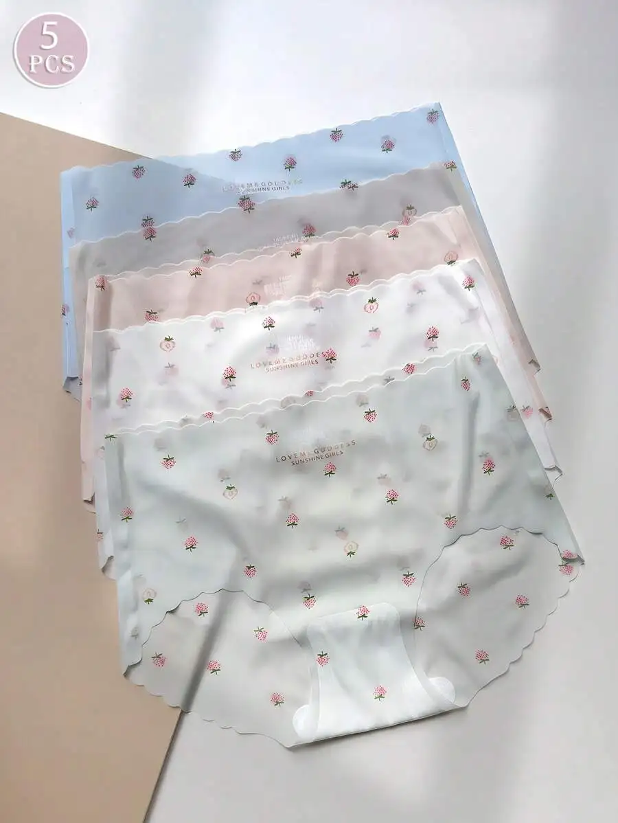 5 Pcs Women Ultra Thin Ice Silk Strawberry Print Panties
5 Pcs Women Ultra Thin Ice Silk Strawberry Print Panties