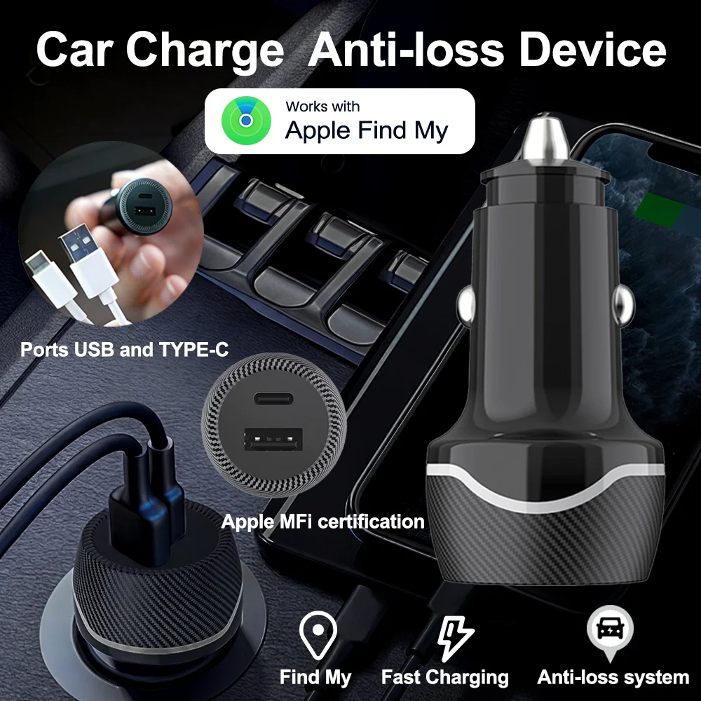 Android & IOS Car Charge Fast Charging 20W USB Type C 2 in 1 Cigarette Lighters, Fast Charging, Locator, Tracker Anti-lost Free
Android & IOS Car Charge Fast Charging 20W USB Type C 2 in 1 Cigarette Lighters, Fast Charging, Locator, Tracker Anti-lost Free
