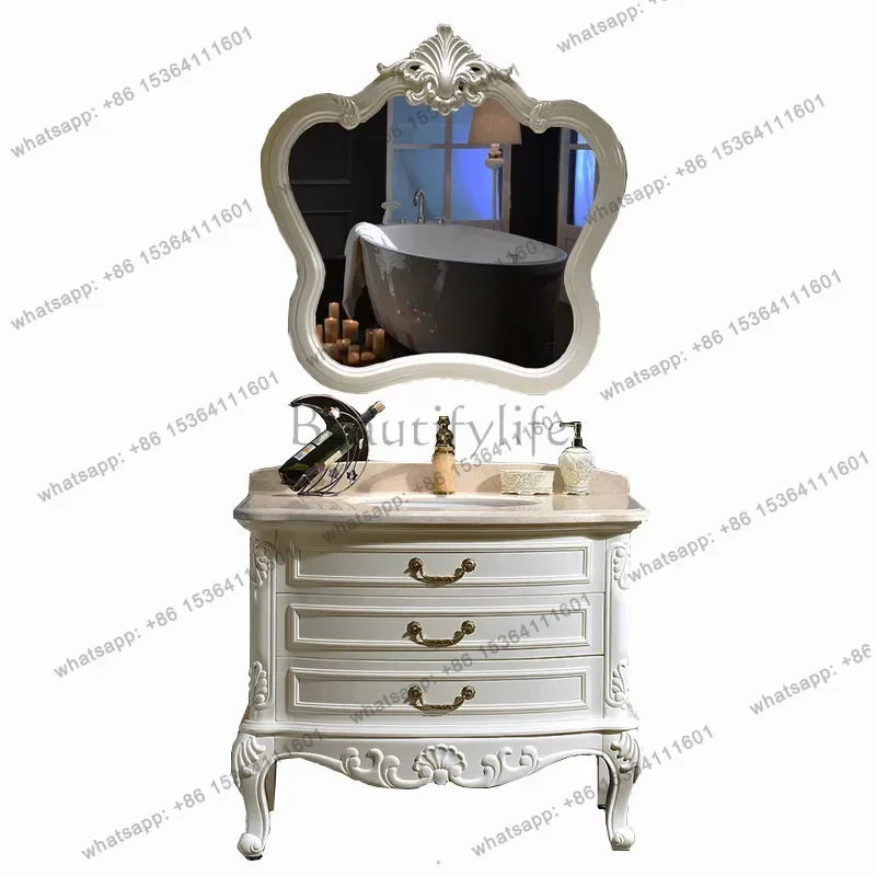 European bathroom cabinet combination oak solid wood floor-to-ceiling bathroom cabinet, small apartment hand wash basin
European bathroom cabinet combination oak solid wood floor-to-ceiling bathroom cabinet, small apartment hand wash basin
