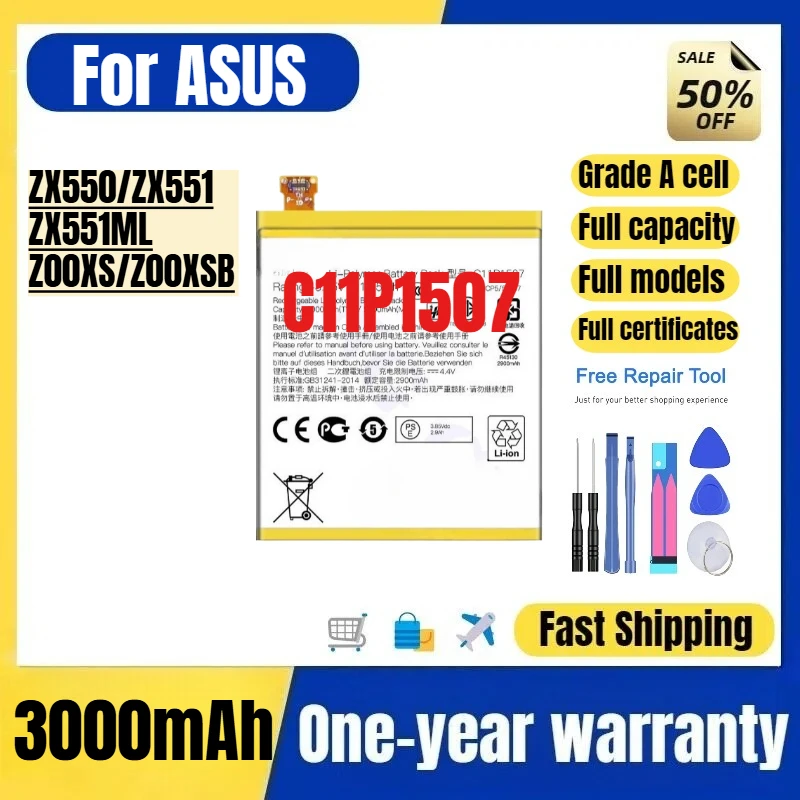 C11P1507 for ASUS ZX550/ZX551/ZX551ML/Z00XS/Z00XSB Phone Battery High Quality High Capacity Replacement Bateria with Tools
C11P1507 for ASUS ZX550/ZX551/ZX551ML/Z00XS/Z00XSB Phone Battery High Quality High Capacity Replacement Bateria with Tools