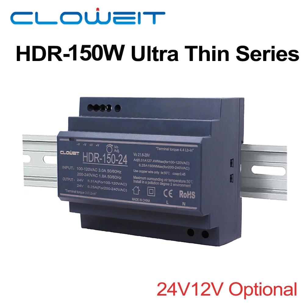 Импульсный источник питания Cloweit на DIN-рейку SMPS 100-240 В переменного тока 140-340 В постоянного тока HDR-150 Вт, напряжение 5 В, 12 В, 24 В, 48 В, ток 0-7,1 А
Импульсный источник питания Cloweit на DIN-рейку SMPS 100-240 В переменного тока 140-340 В постоянного тока HDR-150 Вт, напряжение 5 В, 12 В, 24 В, 48 В, ток 0-7,1 А