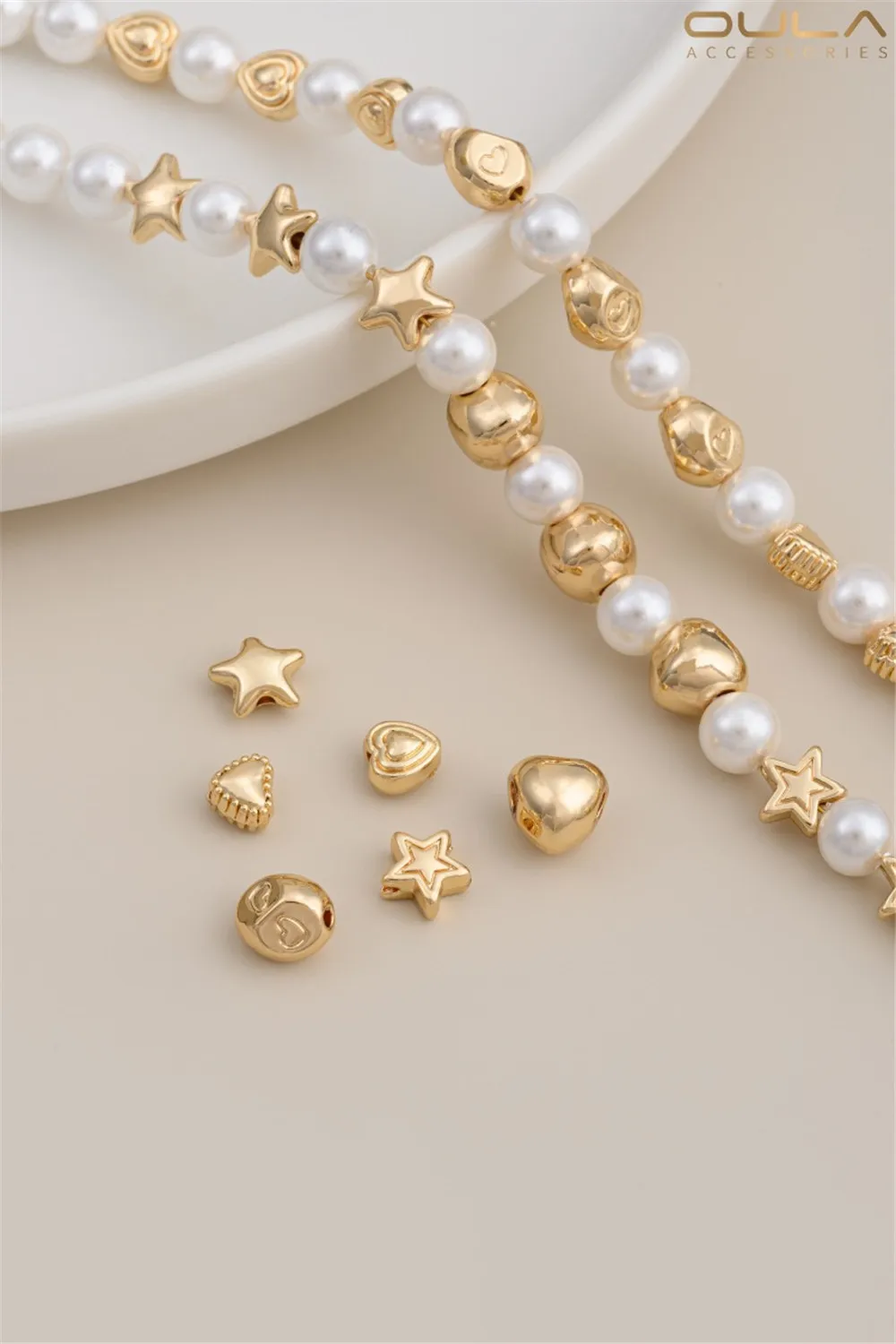 14K Gold-plated Five-pointed Star Heart-shaped Beads Handcrafted Heart-shaped Scattered Beads Diy Beaded Bracelet Accessory
14K Gold-plated Five-pointed Star Heart-shaped Beads Handcrafted Heart-shaped Scattered Beads Diy Beaded Bracelet Accessory