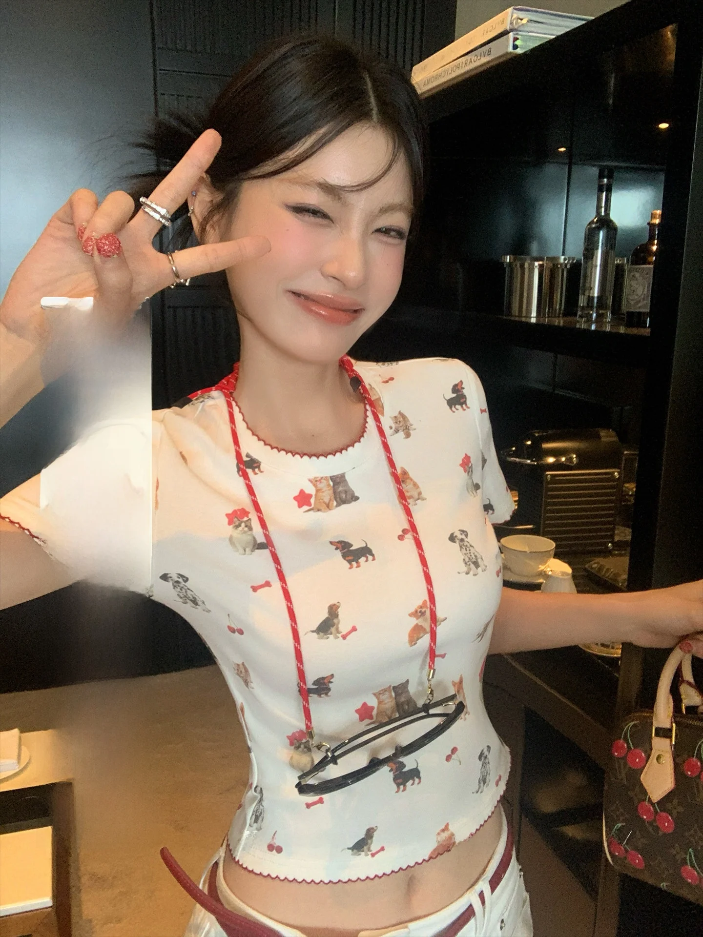 LIONE Cute Dog Print Elastic Slim Fit Short Sleeve T-Shirt High Waist Wide Leg Casual Mid-Pants Women's Fashion Set
LIONE Cute Dog Print Elastic Slim Fit Short Sleeve T-Shirt High Waist Wide Leg Casual Mid-Pants Women's Fashion Set