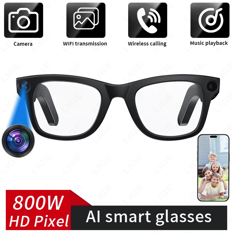 LIGE New Smart Glasses 800W Pixel Camera Bluetooth Calling Voice Assistant Music Playback AI Glasses UV Protection Sunglasses
LIGE New Smart Glasses 800W Pixel Camera Bluetooth Calling Voice Assistant Music Playback AI Glasses UV Protection Sunglasses