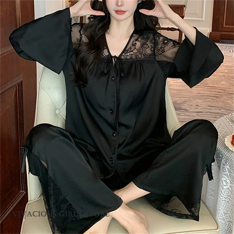 Элегантный комплект женской пижамы из шелкового атласа: сексуальные пижамы-костюмы с вырезами и вставками, свободная домашняя одежда
Элегантный комплект женской пижамы из шелкового атласа: сексуальные пижамы-костюмы с вырезами и вставками, свободная домашняя одежда