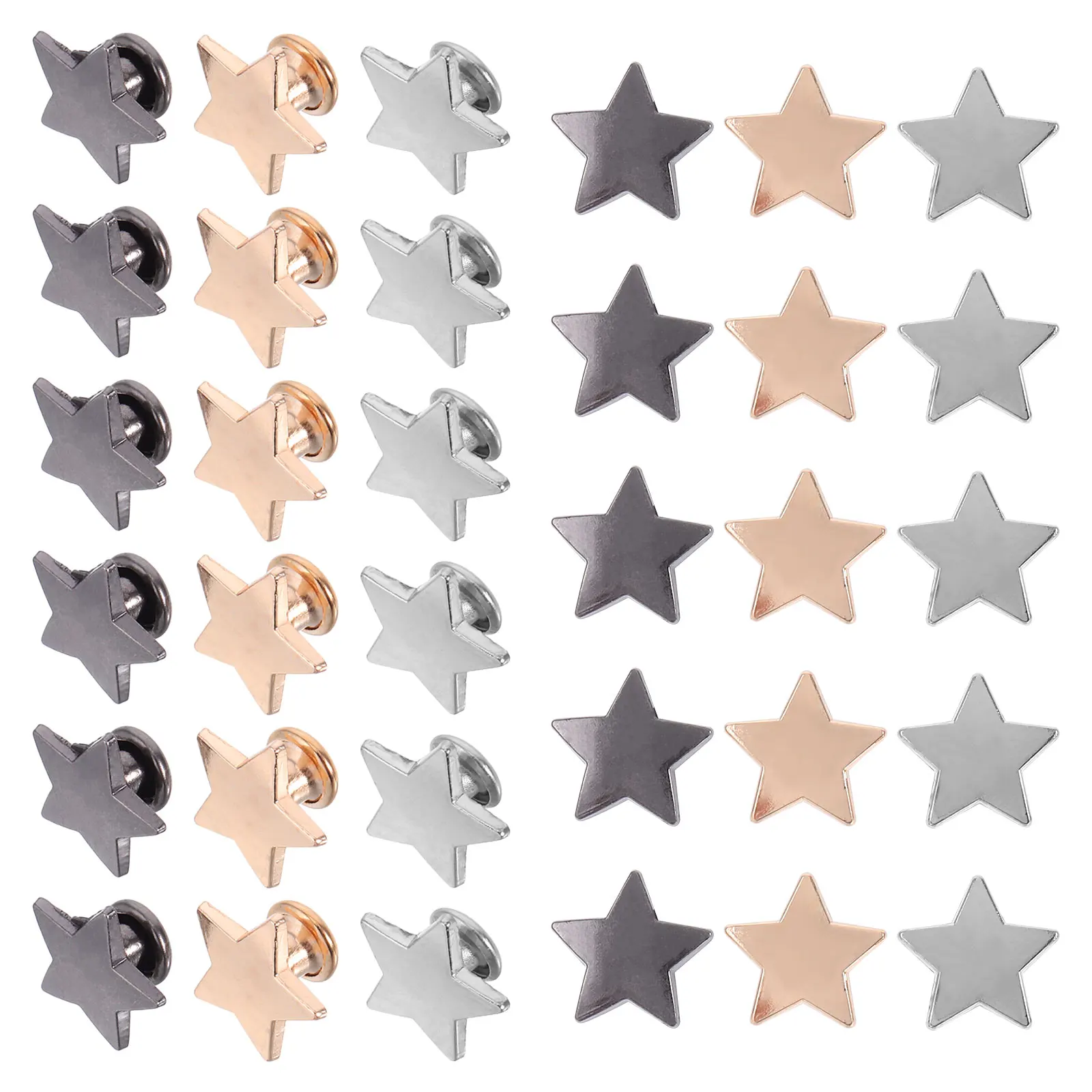 Five-pointed Star Rivets 60 Sets Decorative Clothing Nails Studs Spikes Iron Metal Belts Accessories DIY Projects
Five-pointed Star Rivets 60 Sets Decorative Clothing Nails Studs Spikes Iron Metal Belts Accessories DIY Projects
