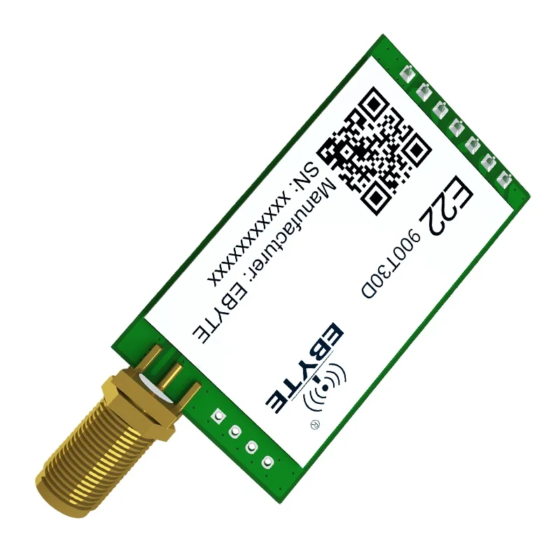 Ebyte E22-900T30D Semtech SX1262 UART 10Km Range 868Mhz 915Mhz 30dBm DIP 24*43mm CE RoHs FCC LoRa Wireless Transmitter RF Module
Ebyte E22-900T30D Semtech SX1262 UART 10Km Range 868Mhz 915Mhz 30dBm DIP 24*43mm CE RoHs FCC LoRa Wireless Transmitter RF Module