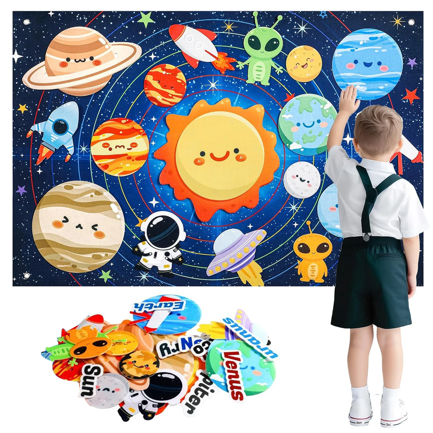 Children's solar system felt board, preschool education starry sky toy, outer space busy board, gift for boys and girls
Children's solar system felt board, preschool education starry sky toy, outer space busy board, gift for boys and girls