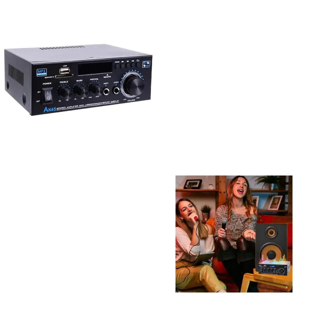 AK45 Digital Amplifiers Bluetooth-compatible Sound Amplifiers 2 Channel HIFi FM USB Sound Amplifiers
AK45 Digital Amplifiers Bluetooth-compatible Sound Amplifiers 2 Channel HIFi FM USB Sound Amplifiers