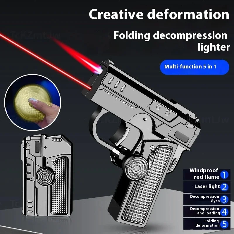 New Gas Lighter Folding Pistol Lighter Gyro Fingertip Windproof Red Jet Flame Lighter Smoking Gift Creative Decompression
New Gas Lighter Folding Pistol Lighter Gyro Fingertip Windproof Red Jet Flame Lighter Smoking Gift Creative Decompression