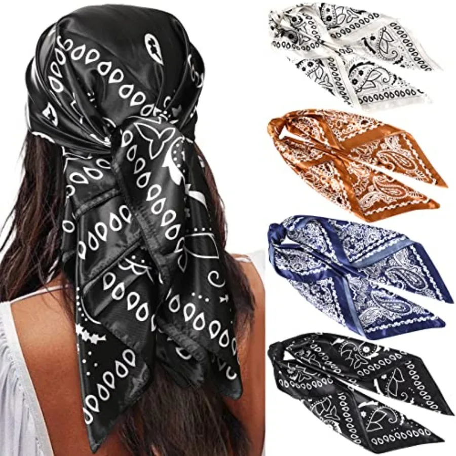 35” Satin Large Square Head Scarves - 4PCS Silk Like Neck Scarf Hair Sleeping Wraps Satin Silk Scarfs for Women, (Cashew(black+white+coffee+navy))
35” Satin Large Square Head Scarves - 4PCS Silk Like Neck Scarf Hair Sleeping Wraps Satin Silk Scarfs for Women, (Cashew(black+white+coffee+navy))