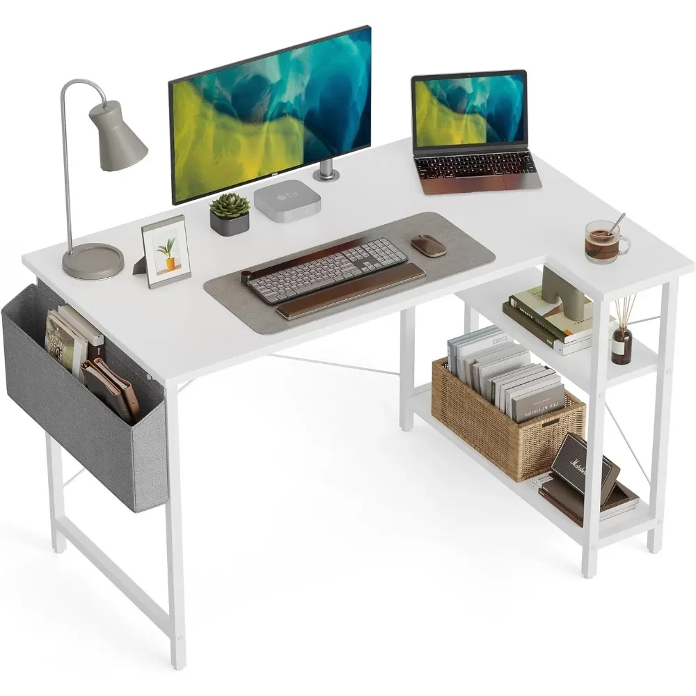 55 Inch L Shaped Computer Desk with Storage Shelves, Home Office Corner Desk Study Writing Table, White
55 Inch L Shaped Computer Desk with Storage Shelves, Home Office Corner Desk Study Writing Table, White