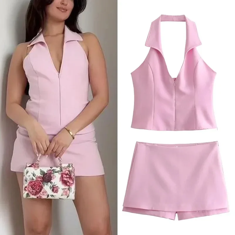 New Pink Halter Top Female Off Shoulder Crop Tops Women 2025 Sleeveless Backless Top Woman Fashion Sexy Summer Short Tops
New Pink Halter Top Female Off Shoulder Crop Tops Women 2025 Sleeveless Backless Top Woman Fashion Sexy Summer Short Tops