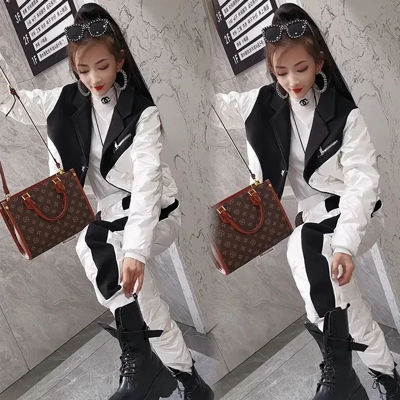 Winter Jacket Set Womens Fashion Down Parkas Thicken Cotton Coat And Cotton-padded Trousers Casual Two Piece Sets 4XL 5XL 6XL
Winter Jacket Set Womens Fashion Down Parkas Thicken Cotton Coat And Cotton-padded Trousers Casual Two Piece Sets 4XL 5XL 6XL