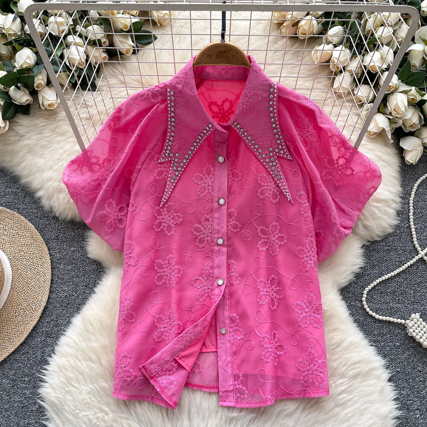 Vintage puff sleeve Embroidered Blouse Slim Elegant Korean Fashion Sexy Spring Women Shirt Femme Blusa
Vintage puff sleeve Embroidered Blouse Slim Elegant Korean Fashion Sexy Spring Women Shirt Femme Blusa
