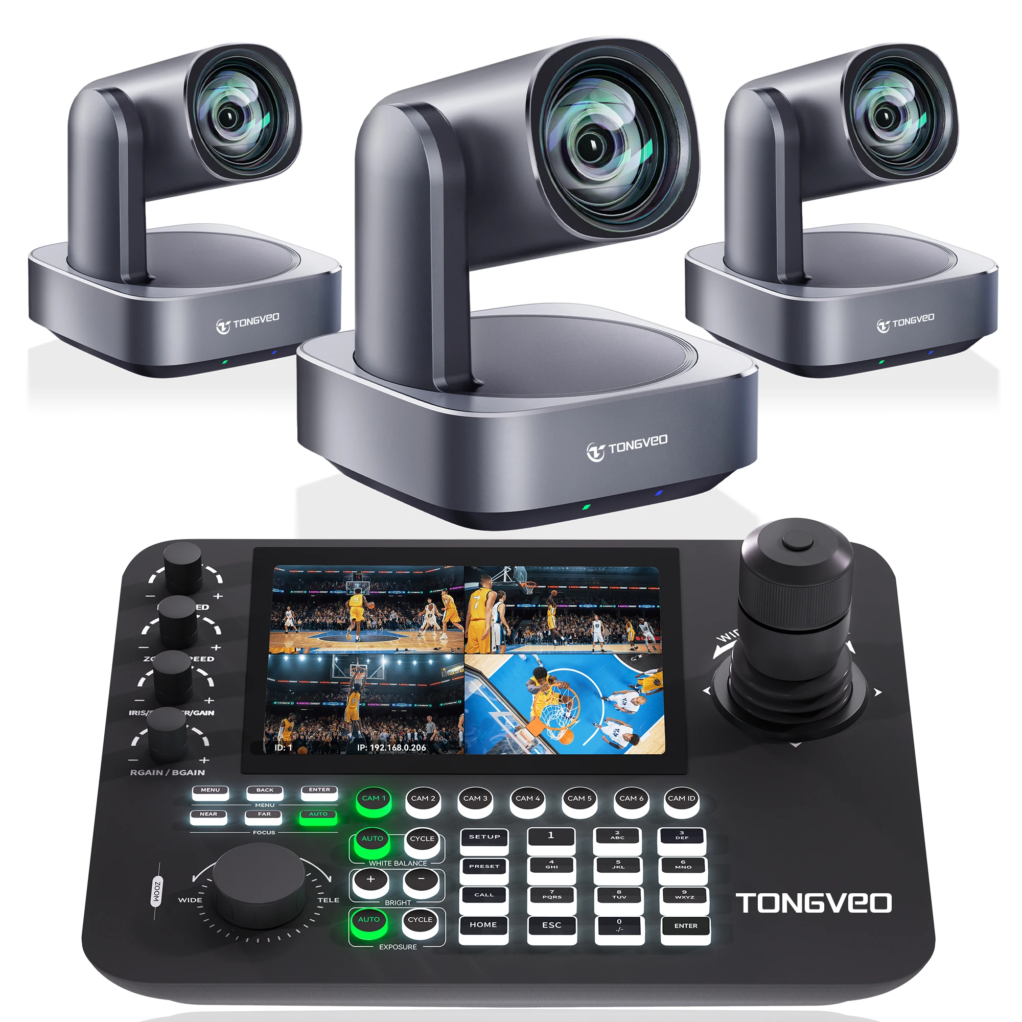 4 Split Screen Joystick Controller with 4K 12X Zoom AI Tracking NDI POE HD-M1 USB3.0 LAN PTZ Streaming Camera
4 Split Screen Joystick Controller with 4K 12X Zoom AI Tracking NDI POE HD-M1 USB3.0 LAN PTZ Streaming Camera