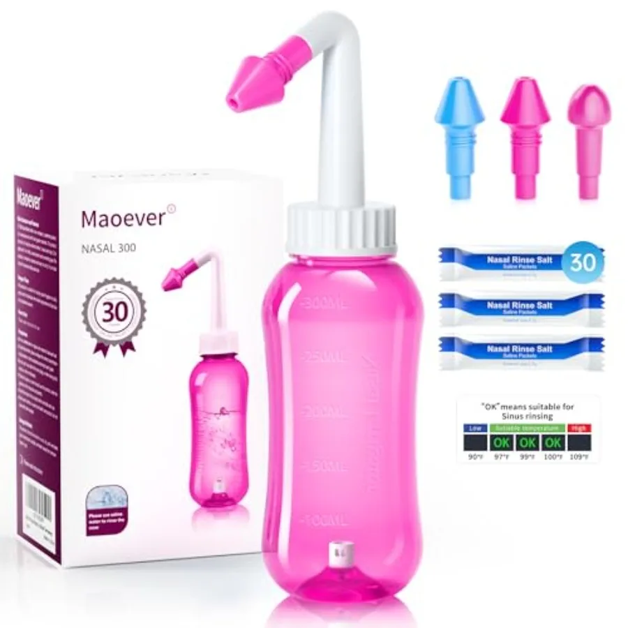 Neti Pot Sinus Rinse Bottle Nose Wash Cleaner Pressure Rinse Nasal Irrigation for Adult and Kid BPA Free 300 ML with 30 Nasal W
Neti Pot Sinus Rinse Bottle Nose Wash Cleaner Pressure Rinse Nasal Irrigation for Adult and Kid BPA Free 300 ML with 30 Nasal W