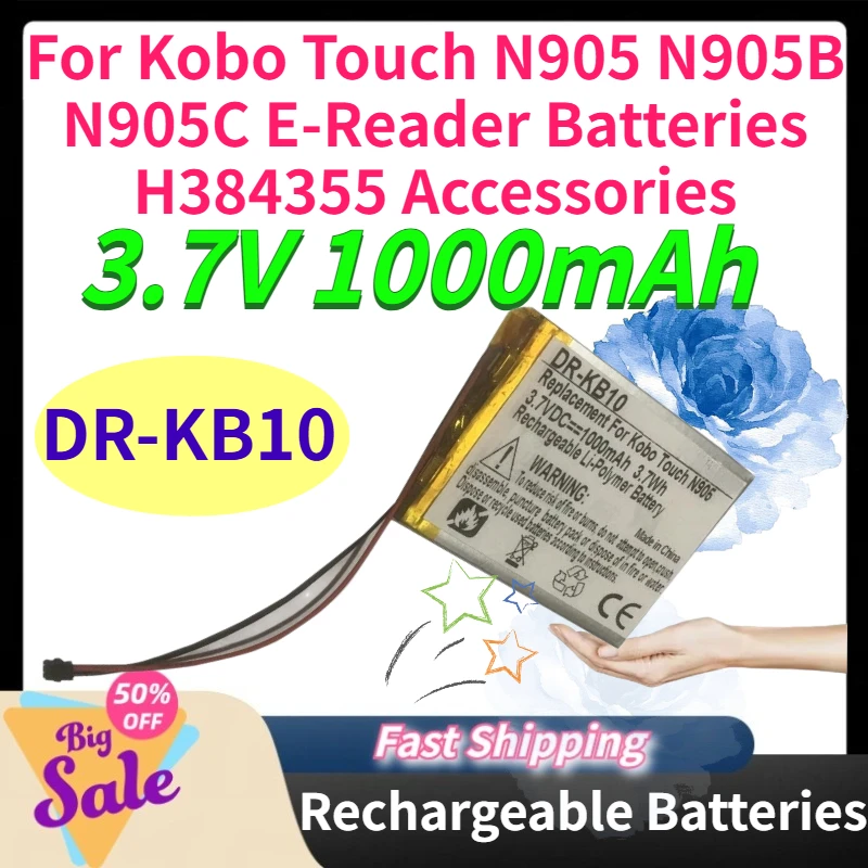 For Kobo Touch N905 N905B N905C E-Reader Batteries H384355 Accessories 3.7V 1000mAh DR-KB10 Rechargeable Li-Polymer Battery
For Kobo Touch N905 N905B N905C E-Reader Batteries H384355 Accessories 3.7V 1000mAh DR-KB10 Rechargeable Li-Polymer Battery
