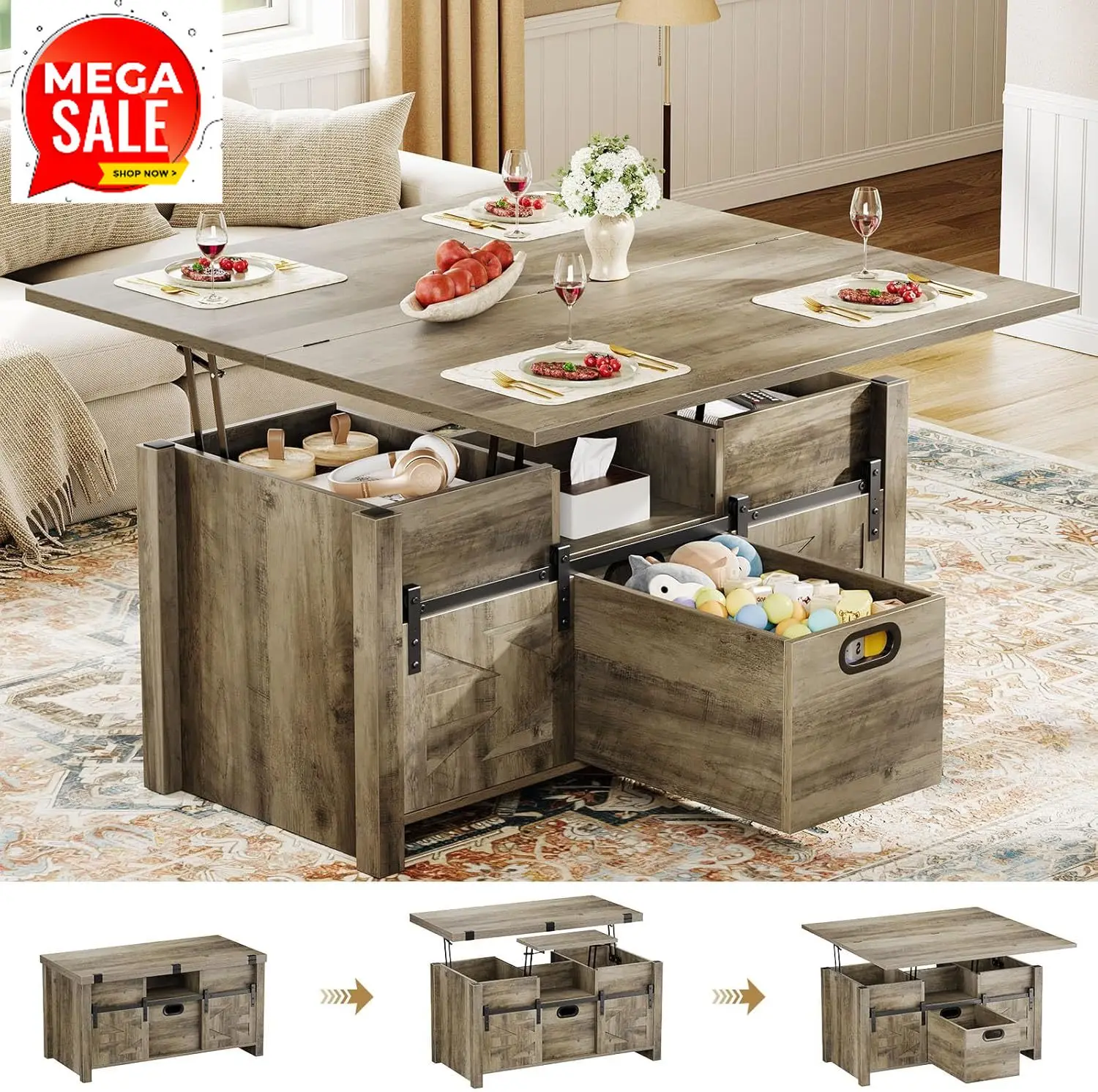 Бестселлер: Журнальный столик в стиле фермерского дома 40 дюймов с подъемной столешницей и раздвижной дверцей, многофункциональный журнальный столик 4-в-1 с выдвижными ящиками для хранения
Бестселлер: Журнальный столик в стиле фермерского дома 40 дюймов с подъемной столешницей и раздвижной дверцей, многофункциональный журнальный столик 4-в-1 с выдвижными ящиками для хранения