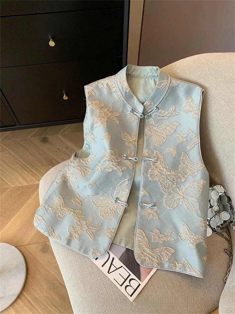 New Chinese Sle Svel Embroidered Vest Women's Faionable Versatile Slimming Belted Button up Cardigan Inner Wear Top
New Chinese Sle Svel Embroidered Vest Women's Faionable Versatile Slimming Belted Button up Cardigan Inner Wear Top